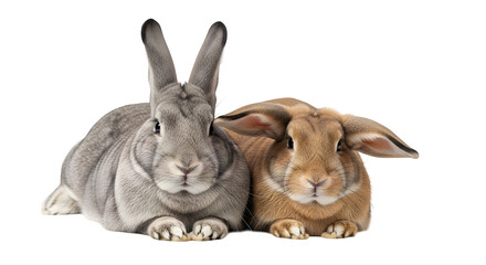 Obraz premium Two adorable rabbits cuddling together looking at camera