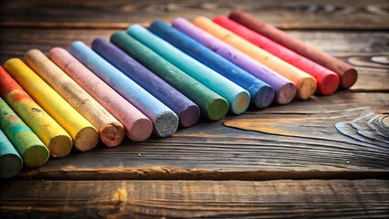 Obraz premium Colorful chalk pastels arranged on a wooden surface