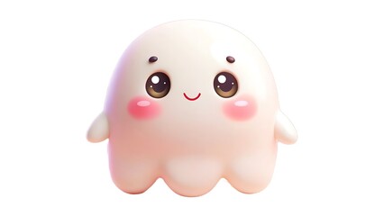 Cute cartoon ghost character with rosy cheeks