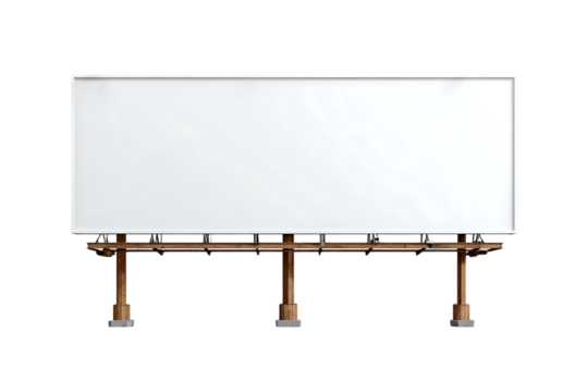 Blank advertising billboard isolated on transparent background.