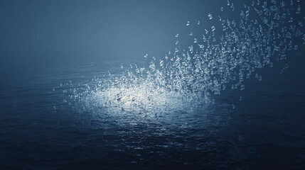 Fototapeta premium cluster of musical notes dissolving at bubble surface quiet interior symbolism illustration concept scene visual for commercial design use high detail quality stock image illustration concept scene