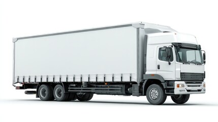 White delivery truck on isolated background, ideal for logistics and transportation themes.