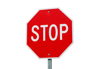 Red Octagonal Stop Sign: Traffic Regulation Graphic on white background