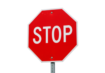 Red Octagonal Stop Sign: Traffic Regulation Graphic on white background