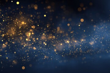 Deep navy bokeh background with celestial gold lights, twinkling starry night sky, cosmic atmosphere for astrology meditation and spiritual designs

