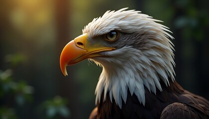Obraz premium Eagle Close-up Profile Watching in Nature Wildlife Portrait