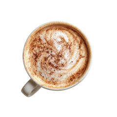Aromatic Cappuccino with Cinnamon Topping, Overhead View