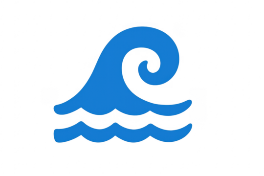 Blue ocean wave rising with transparent background for easy integration