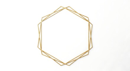Gold Hexagonal Geometric Wall Art with Circular Center and Symmetrical Rod Design