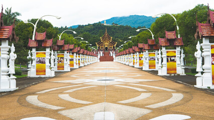 park rajapruek in chiang mai thailand botanical gardens buddist statues art culture architecture...