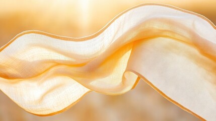 Elegant flowing fabric with gentle waves and soft golden light creates a serene atmosphere