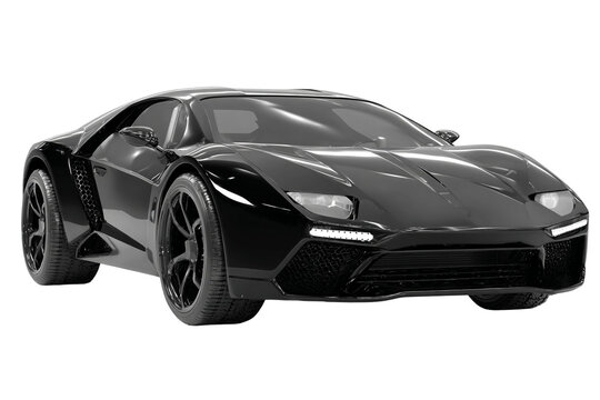 Futuristic Glossy Supercar Render &ndash; Transparent Background