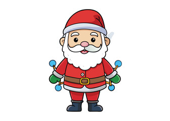 Santa Claus with christmas lights isolated on white background. Christmas vector
