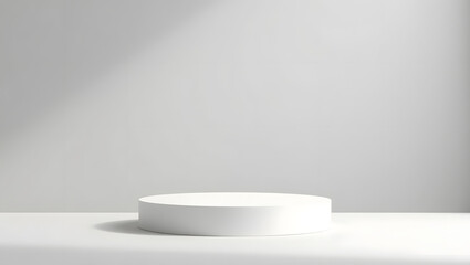 Fototapeta premium Minimalist White Podium on Table with Soft Lighting