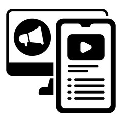 Marketing technology icons using computers and smartphones