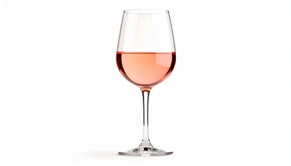 Elegant Glass of Ros&eacute; Wine with Minimalist White Background