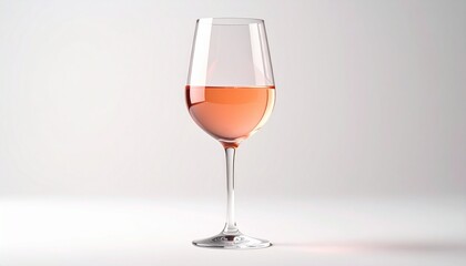 Elegant Glass of Rosé Wine with Minimalist White Background