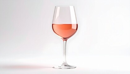 Elegant Glass of Ros&eacute; Wine with Minimalist White Background