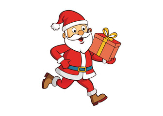 Fototapeta premium Santa Claus vector with christmas giftbox on white background