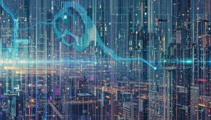 Abstract blue background with binary code