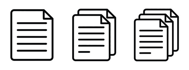 Paper Documents Icons – Line Symbol Vector of Single and Multiple Pages