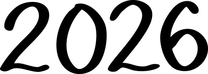 2026 new year number text handwritten illustration