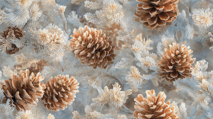 Delicate Frost on Pinecones in Warm Light