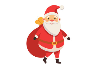 Fototapeta premium Christmas Vector Illustration of Santa Claus carrying sack full of gifts