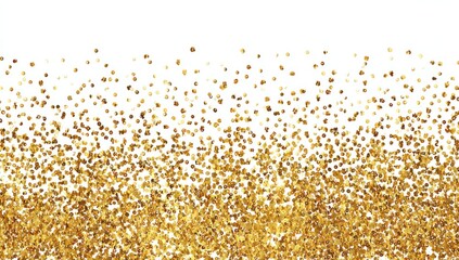 Gold glitter confetti explosion, gradient effect, on white background