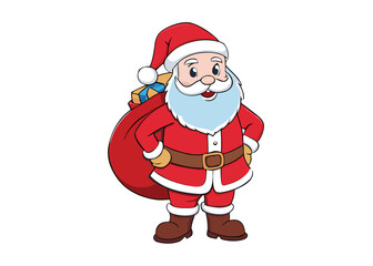 Christmas Vector Illustration of Santa Claus carrying sack full of gifts