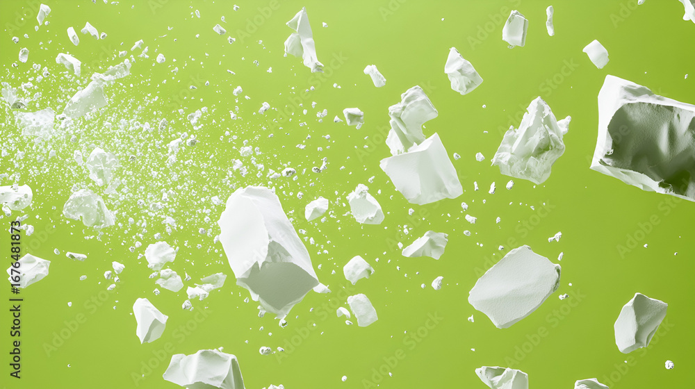 Aufkleber an abstract explosion of angular fragments and powdery particles creates a dynamic and visually stri