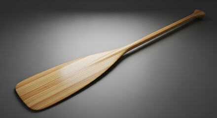 Wooden Canoe Paddle Isolated on White Background for Outdoor Adventure Sports and Recreation