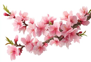Delicate pink blossoms on a branch against white (6)
