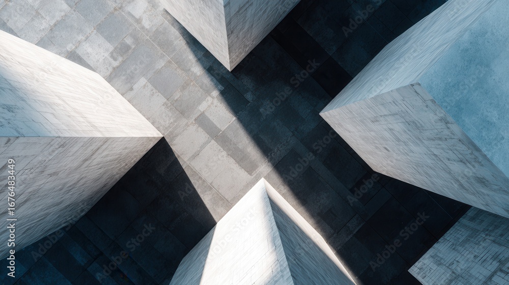 Poster abstract geometric concrete structure: a captivating view of geometric concrete structures, showcasi