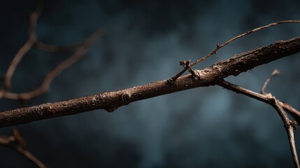 Branch: A close-up of a solitary branch with an unidentifiable blurry background. A stark and evocative image suggesting solitude and the rawness of nature.
