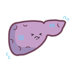 人の臓器キャラクター　不健康な肝臓