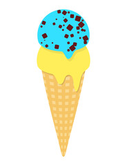 アイスクリーム　コーン　アイス　イラスト（チョコレート　レモン）