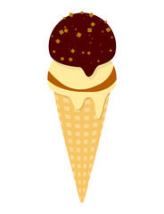アイスクリーム　コーン　アイス　イラスト（ バニラ　チョコレート　コーヒー）
