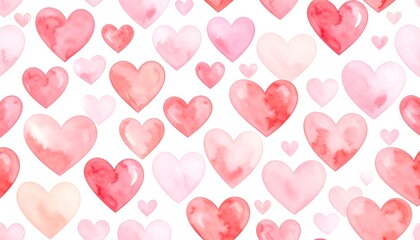 Delicate watercolor hearts pattern