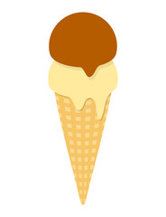 アイスクリーム　コーン　アイス　イラスト（ バニラ　コーヒー）