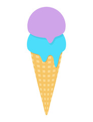 アイスクリーム　コーン　アイス　イラスト（ ミント　ブルーベリー）