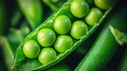 Fresh green peas in a pod, a vibrant and healthy culinary ingredient