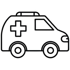 Black Outline of an Ambulance with Medical Cross on White Background healthcare emergency