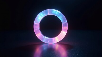 Glowing ring with pink and blue light circle neon