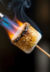 Roasting Marshmallow over Blue Flames on a Stick