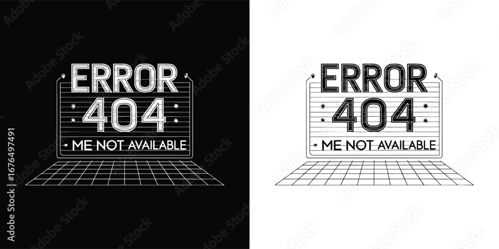 Fototapete glitch effect 404 error message on a dark background with a futuristic digital landscape, symbolizin