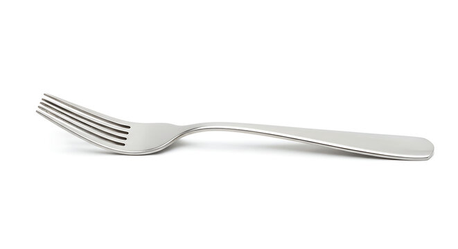 Classic silver dining fork with a polished finish and curved handle viewed from the side profile.