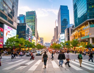 Obraz premium Modern & Vibrant Korea: Trendy Cityscapes and K-Culture Vibes