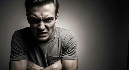 A visibly agitated man expresses intense frustration, portraying the raw emotion of anger and the internal struggle faced during moments of profound stress