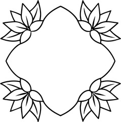 flower frame outline vector illustration line art